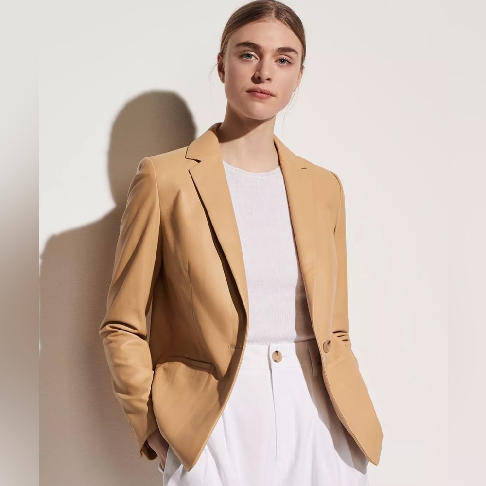 NWT Vince Fitted Lamb Leather Women's Blazer size S